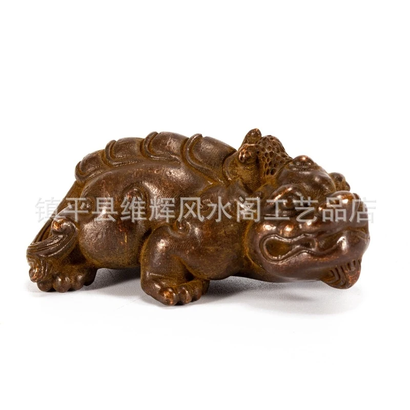 Vintage solid ornament, copper Pixiu hand-held piece, pet, tea table , gift decoration