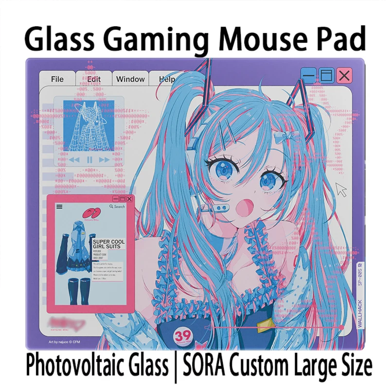 

W-Wallhack SP-005 Glass Mousepad Japanese Girls Computer OS Esports Games FPS Super Large 450X400MM Desktop Glass Pad Customized
