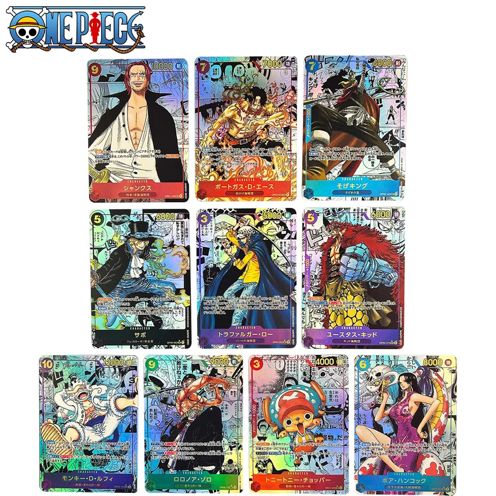 

10pcs/set OPCG MANGA Collection Card Monkey D Luffy Boa Hancock Portgas D Ace Refractive Color Flash Card Child Gifts 63*88mm