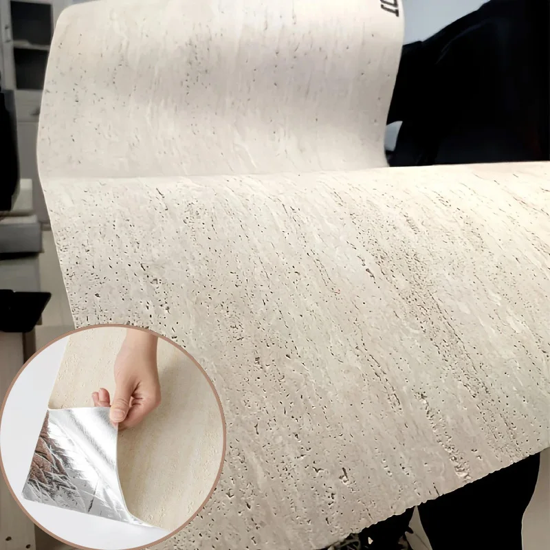 Imitation Natural Stone Self-adhesive Wallpaper for Living Room Bedroom Peel and Stick Fake Travertine 3D Wallpaper Wall Decor