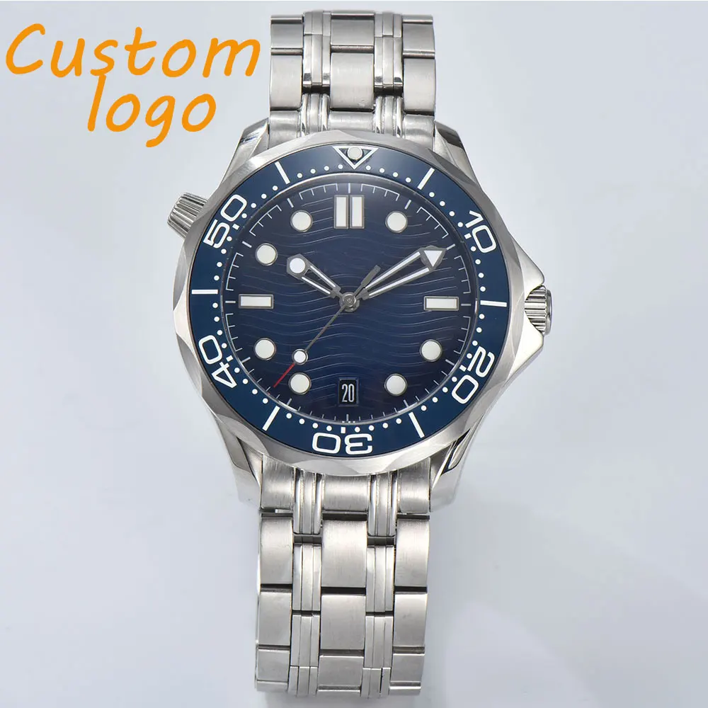 

42mm NH35 Silver Automatic Watch for Men Sapphire Glass 316L Stainless steel 10bar waterproof watch Green luminous dial