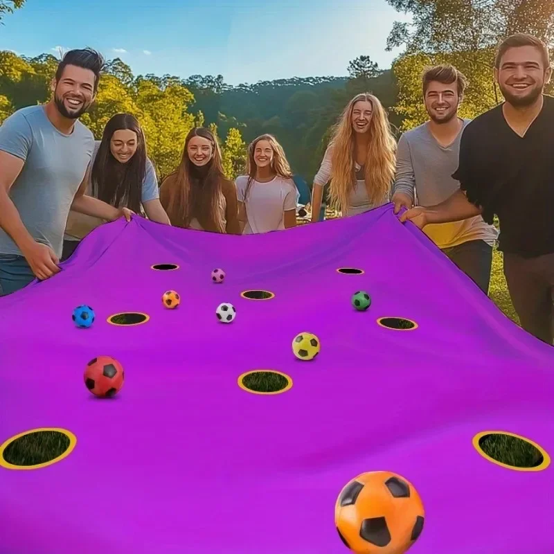Teamwork Ball Throwing Game Tarp Multi Hole Design With Color Balls Indoor Outdoor Backyard Party Group Interactive Activity Kit