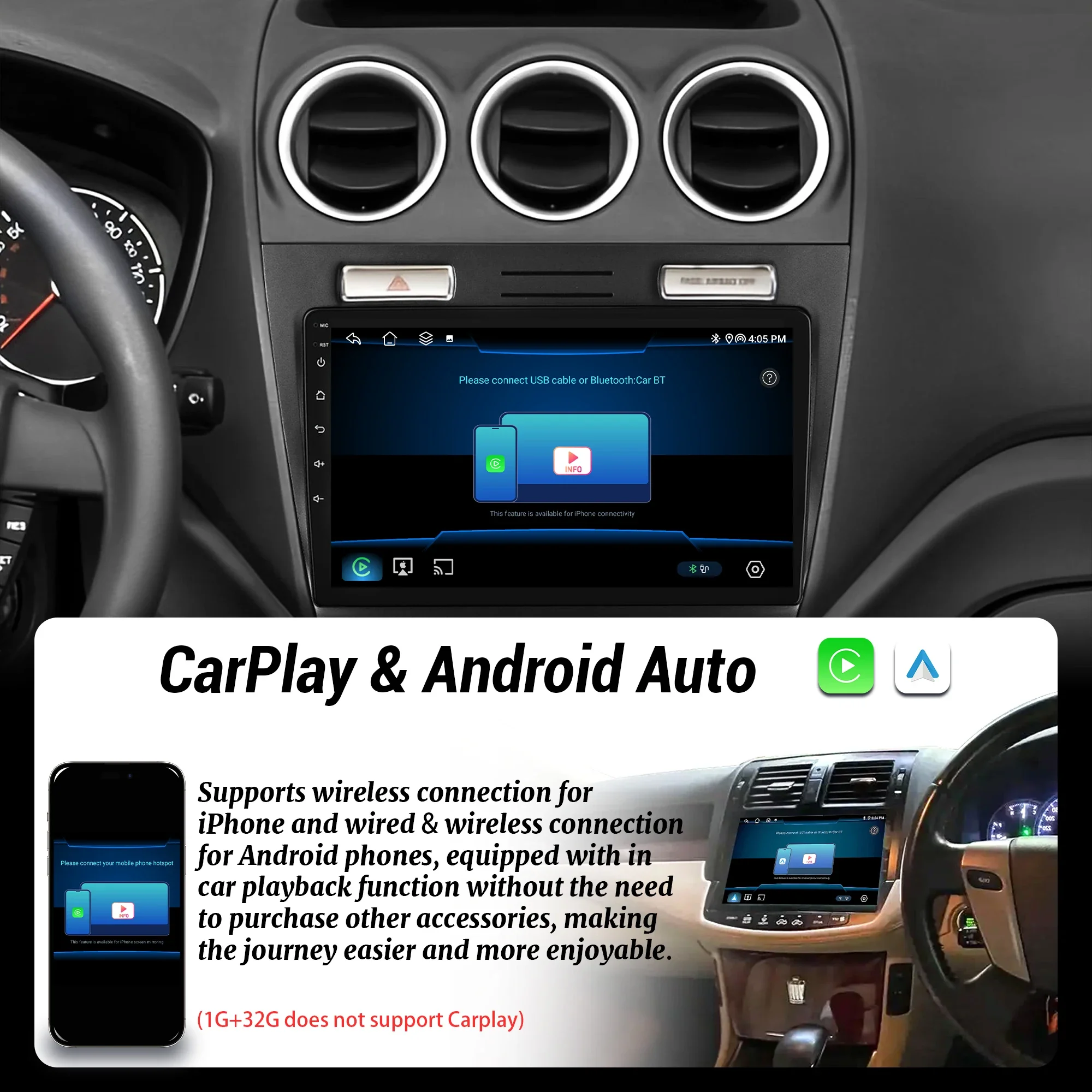 

For Toyota Fortuner 2 2015-2020 Android 14 Car Radio Multimedia Navigation Wireless CarPlay Touch Screen Bluetooth Stereo