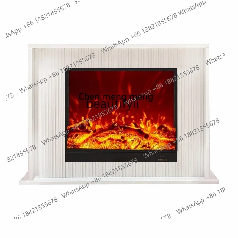 

cc182R French solid wood fireplace decorative cabinet French ivory white living room TV cabinet