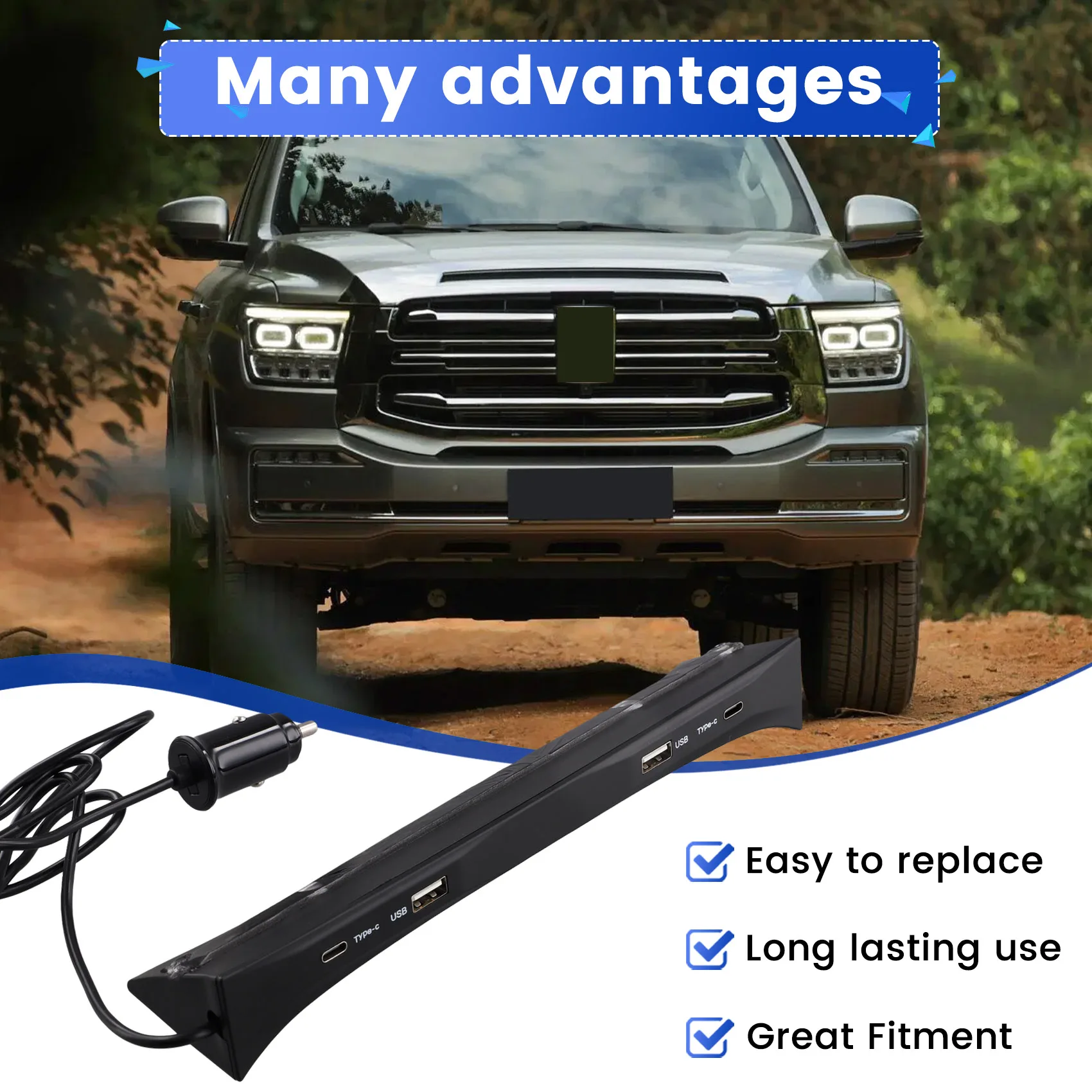 

Excellent-LHD Car USB Type-C Splitter Adapter Fast Shunt HUB Docking Station For WEY Tank 400 2023 2024 Accessories