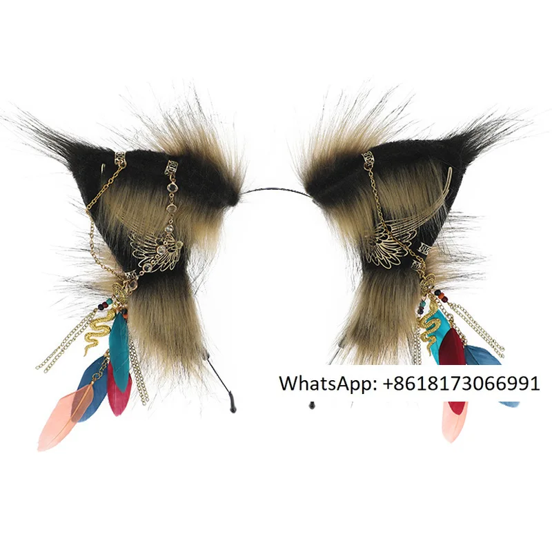 

Ethnic style Griffin Beast Ear Hair Hoop Handmade Plush Ear Hair Accessories Party Performance Photo Headwear