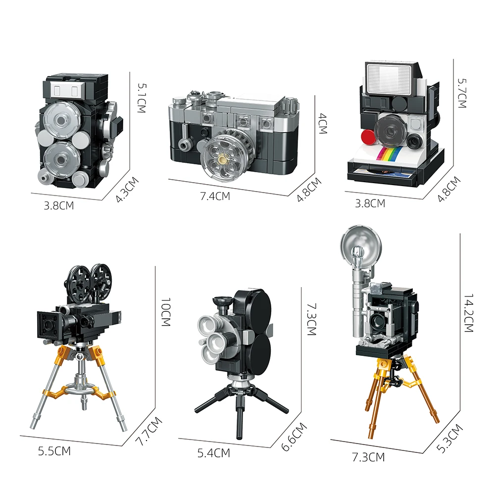 3D Vintage Mini Camera Building Blocks Toy–DIY Educational Puzzle Gift for Kids/Adult,Micro Photography Prop Decor,Home Ornament