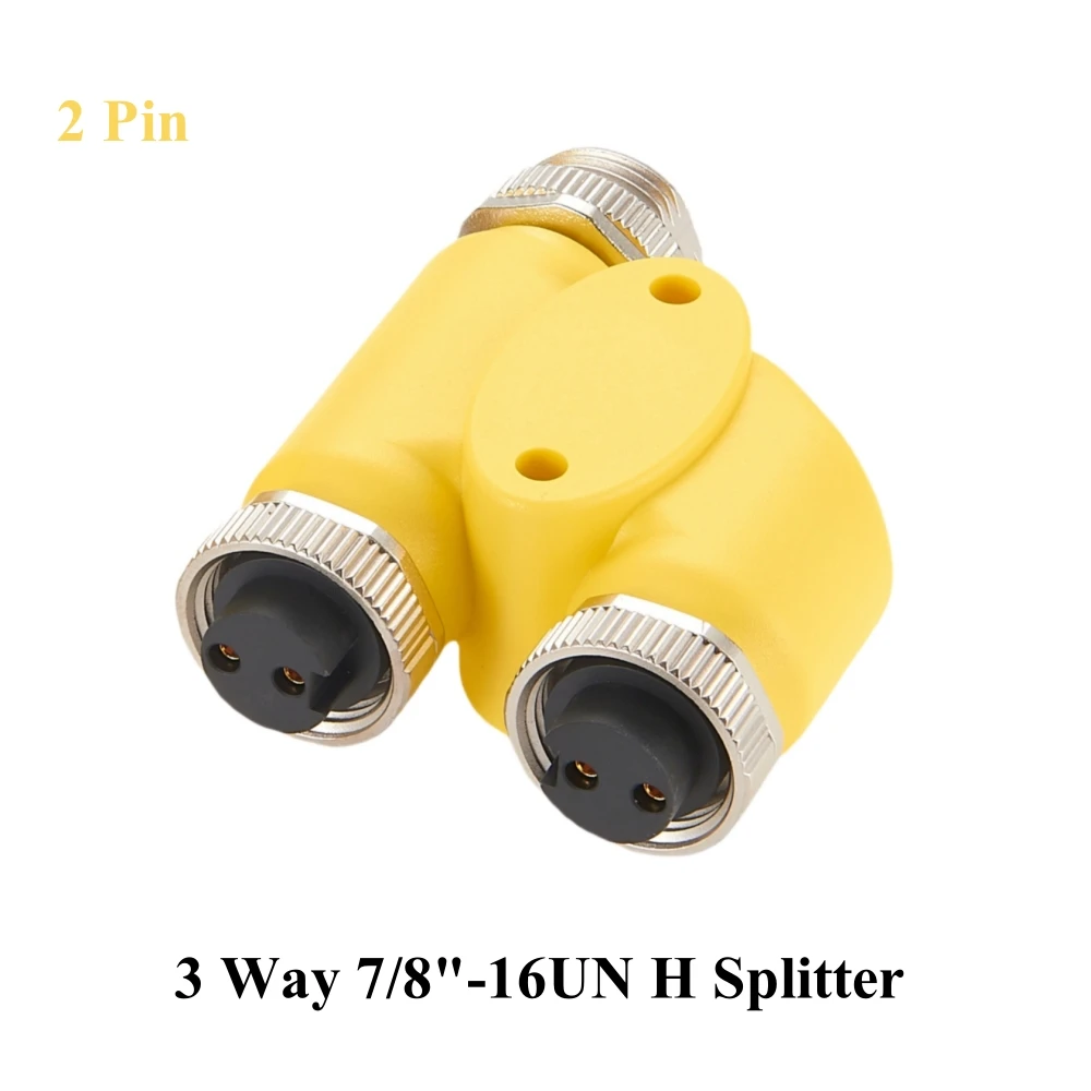 

2 Pin 3 Way Mini change 7/8"-16UN Y H Splitter IP67 Waterproof 7/8" Male to Female Mini-fast Circular Straight Connector