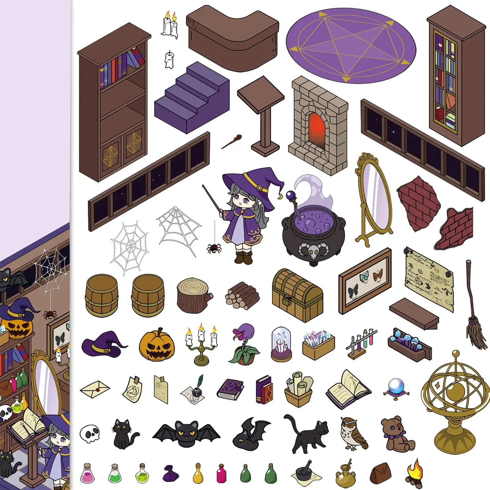 Miniature Scene Stickers For Kids Landscaping Decals 3D Effect Horror Theme House Decals For Kids Teachers Craft Enthusiasts