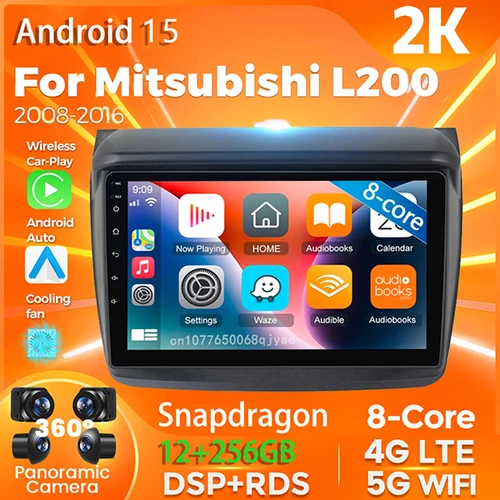 Imagen 1 del producto Android 15 Carplay Auto para Mitsubishi L200 2008 - 2016 reproductor de Radio de coche estéreo Multimedia 4 + navegación GPS 360 cámara de vídeo