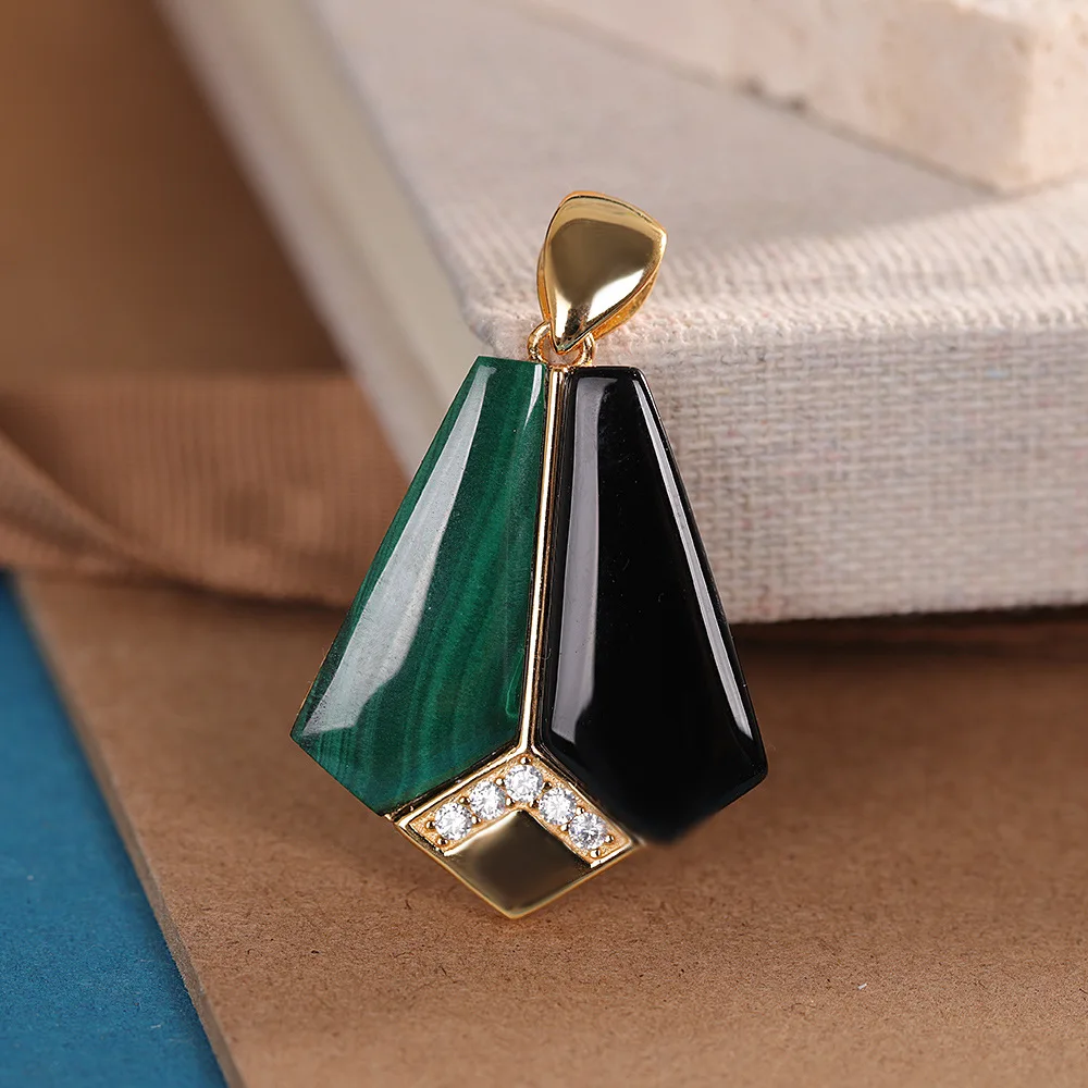 

1 шт. сращенные черные агатовые зеленые малахитовые комплекты ювелирных изделий женские нерегулярные квадратные малахитовые серьги-гвоздики подвески ожерелье без цепочки