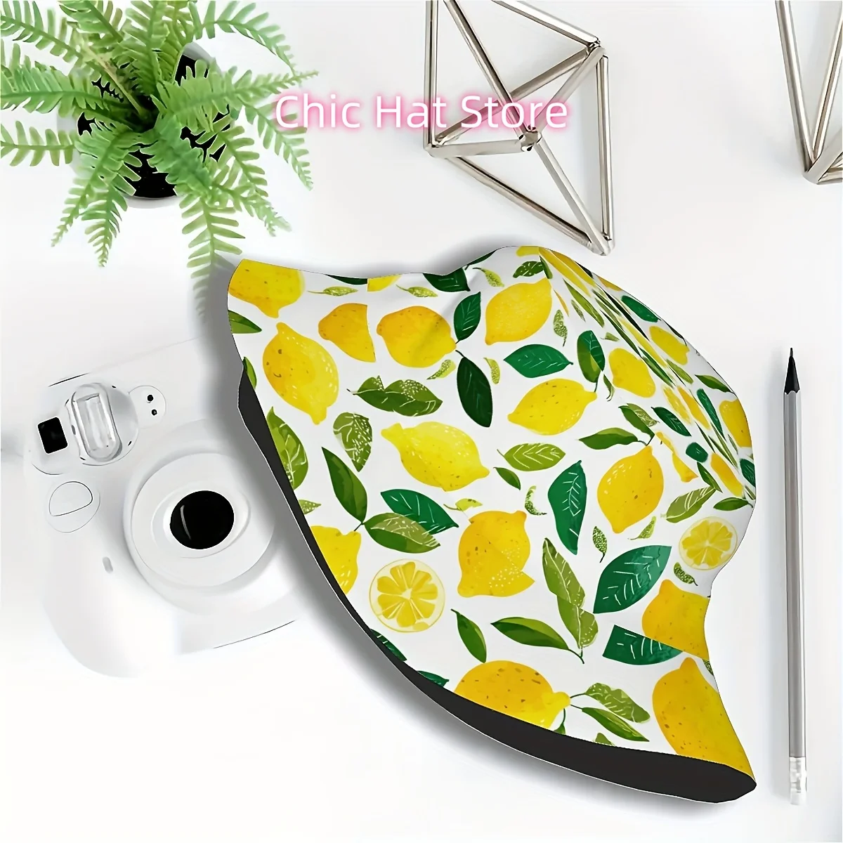 1pc Unisex Bucket Hat - Wide Brim, Lightweight Lemon & Leaf Print Fisherman Hat for Beach, Golf, Hiking, Fishing - Summer Outdoo