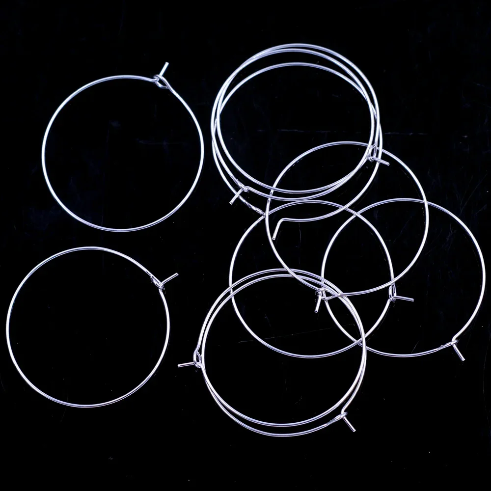 

1000Pcs Wine Glass Rings Earring Hoops Alloy Wire Round Silver Plated Charms 40x35mm