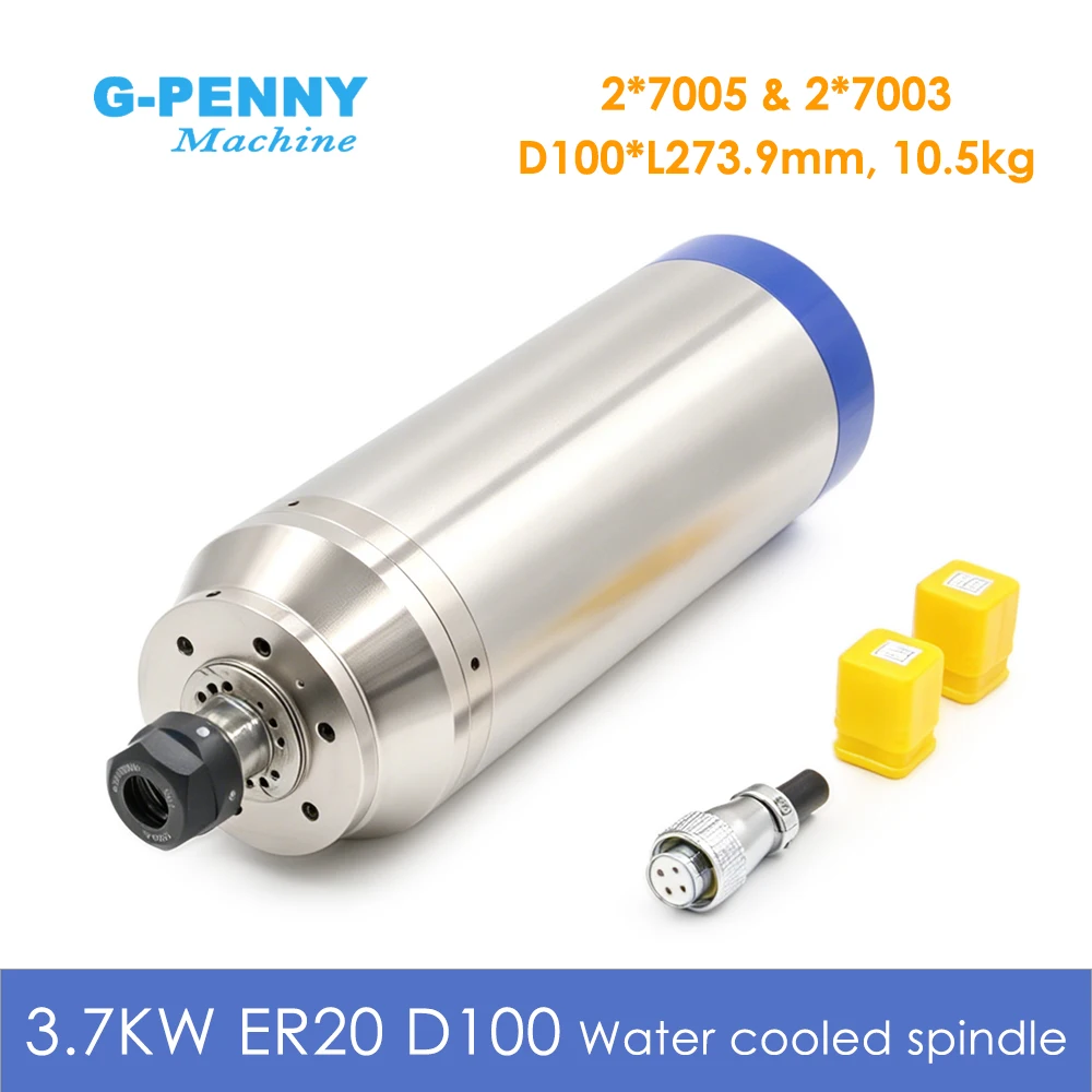 

G-Penny 3.7KW D=100mm Waterproof Water Cooled Spindle Bullet Type 220V/380V CNC Spindle Motor For Stone Working Carving Milling