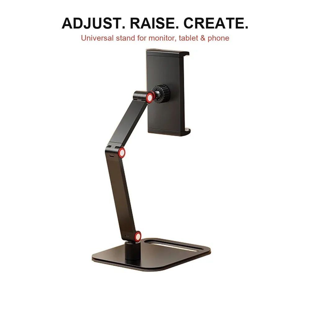 Adjustable Portable Monitor Stand, 360° Rotating Desktop Holder for Phone, Tablet & Laptop Screen, Stable Alloy Base, up to 17in