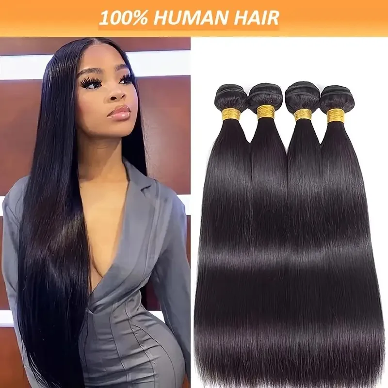 JTMMP 30 بوصة مستقيم 100% حزم الشعر البشري صفقة الشعر البشري البرازيلي 1 3 4 حزم وصلات شعر خام اللون الطبيعي