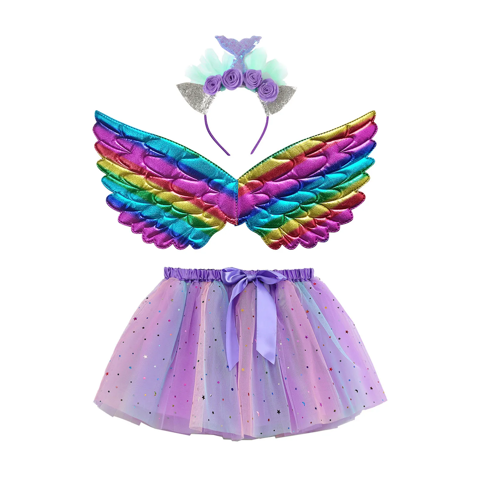 

Kids Girls Ballet Skirts Costume Holiday Party Tulle Dance Skirt With Wing Outfits 2024 Hot Selling Kids Costume