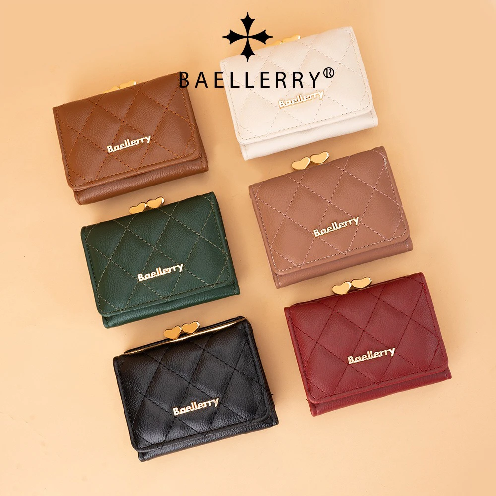 Женский короткий кошелек из веганской кожи Baellerry Heart Pattern на молнии, кошелек-клатч с несколькими органайзерами для карт, застежка-кнопкой