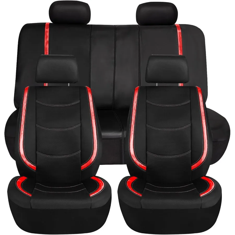 

Full Set Faux Leather Car Seat Covers for SUV and Sedan Universal Fit with Low Back Design Airbag Compatible Split Bench Rear S