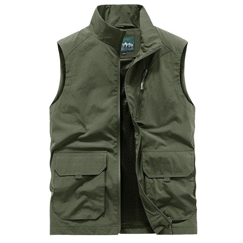 

Multi-pocket Tooling Vest Men's Spring And Autumn Outdoor Windproof Stand-up Collar Vest Fishing Photography Large Size Vest