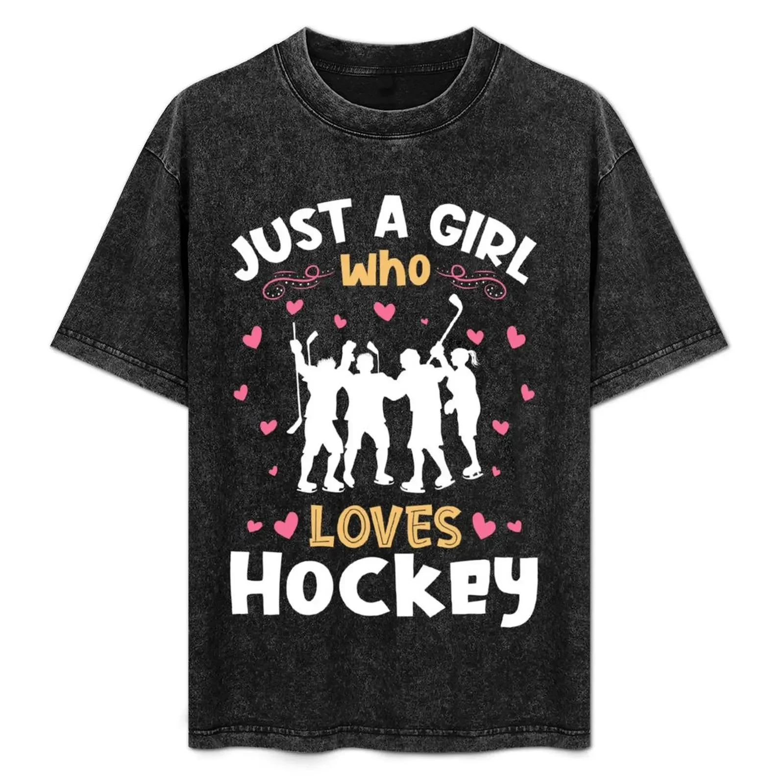 

Just a Girl who Loves Hockey Gift T-Shirt Large Size Casual Tee Shirt