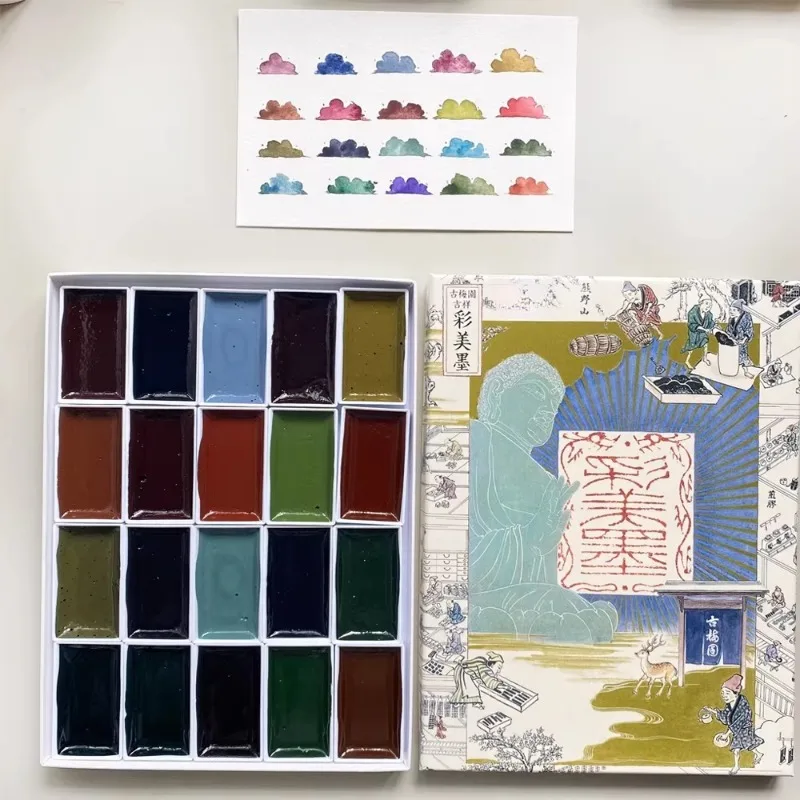 

Набор из 20 цветных японских пигментов по 3 мл для ручной росписи, китайской живописи, классических работ, художественные принадлежности