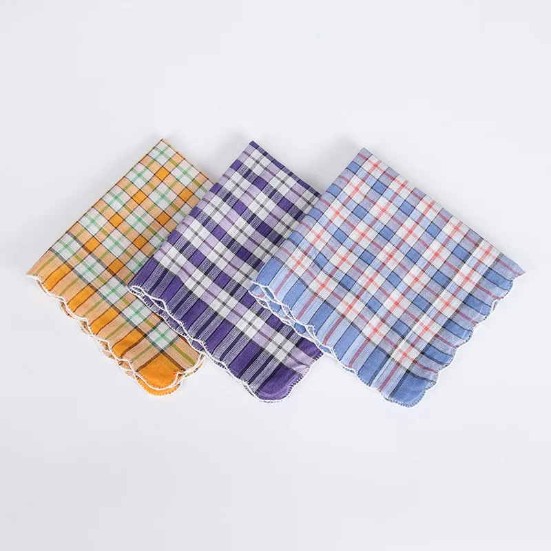 3Pcs 28x28cm Square Multicolor Plaid Stripe Women Pocket Wedding Party Business Chest Towel Handkerchiefs