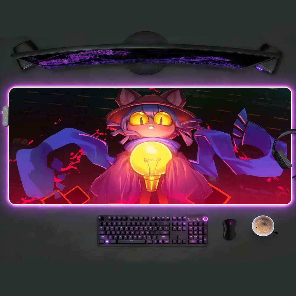 

Game O-OneShot Mouse Pad Waterproof RGB LED Light Colorful Game Keyboard Non-slip Cover Desk-mat Surface