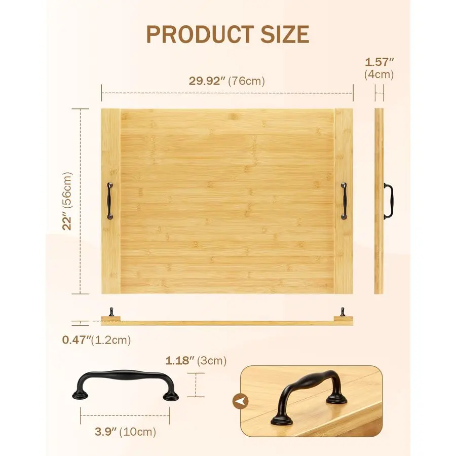 Osłona na kuchenkę, 30 x 22 cm, bambusowa deska do krojenia z uchwytami, na kuchenkę elektryczną, palniki gazowe, osłona na zlew, do kampera