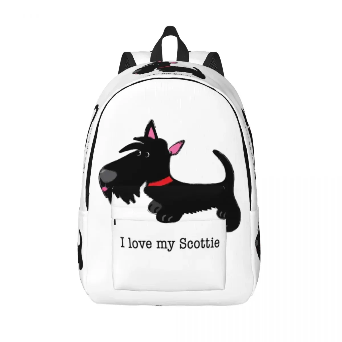 

I Love My Scottie Canvas Backpack for Boys Girls Scottish Terrier Dog College School Travel Bags Bookbag Fits 15 Inch Laptop