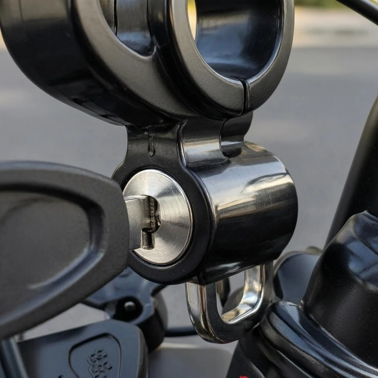 Motorcycle Helmet Lock Compact Two-Wheeler Helmet Lock Vehicle Accessory Black Tamper-Proof