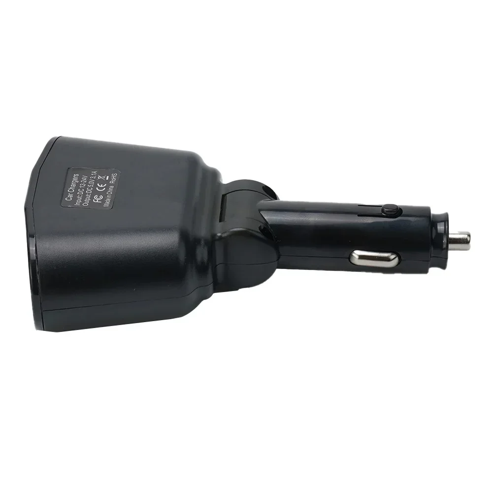 Outlet Car Charger Voltmeter Car Auto Socket Splitter Dual Port 12-24V 3.1A Power Adapter Digital 2 way Useful