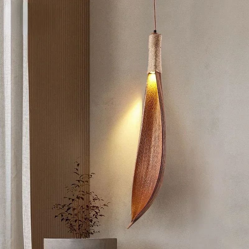 Chandelier For Living Room Japanese Wabi-sabi Art Retro Homestay Natural Leaf LED Light Restaurant Personality Clothing Store