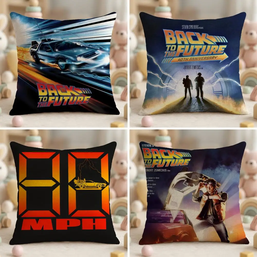 Iconic B-Back To The Future Cushion Cover Soft Plush Fabric Double-Sided Printed Pillowcase for All Seasons Home Decor