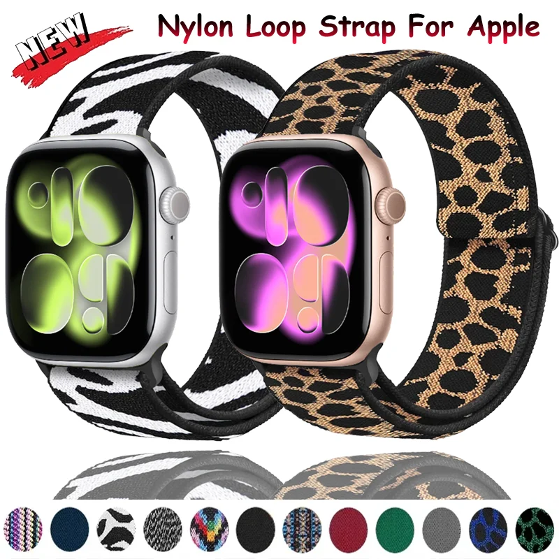 Nylon-Schlaufenarmband für Apple Watch Ultra 3 49mm 11 10 9 8 7 45mm 41mm 42/46mm Verstellbares Atmungsaktives Armband für iWatch 6 5 4 SE2
