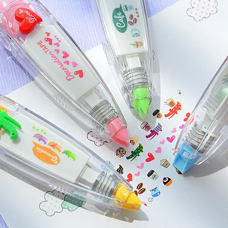 Kawaii Tiere Push-Typ Dekoratives Korrekturband Korrektor Tagebuch DIY Journal Kunstbedarf Schreibwaren Schulbedarf Geschenk