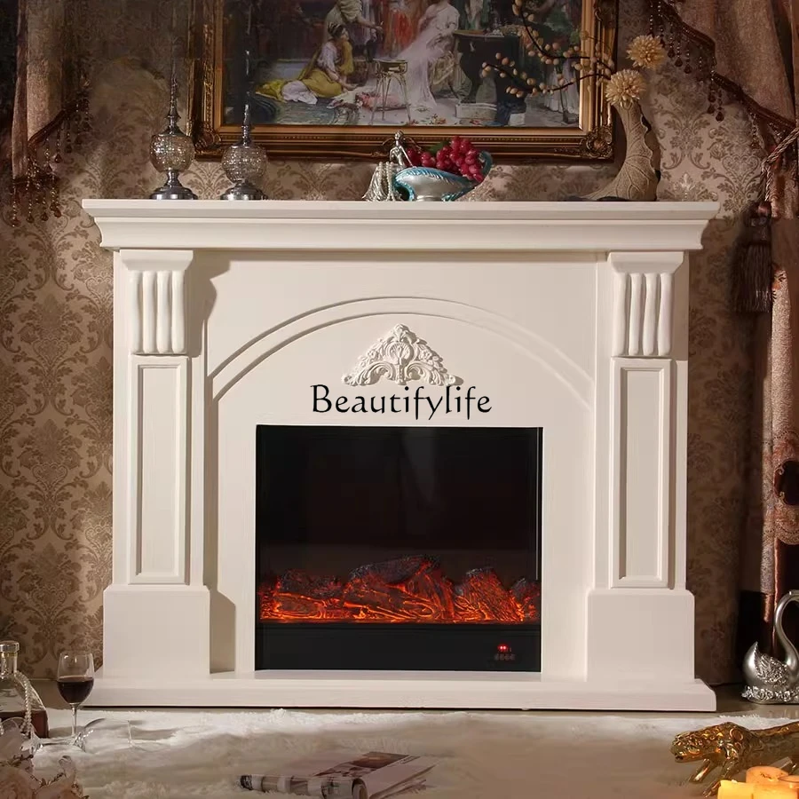 

American white fireplace decorative cabinet modern simple fireplace frame electronic simulation