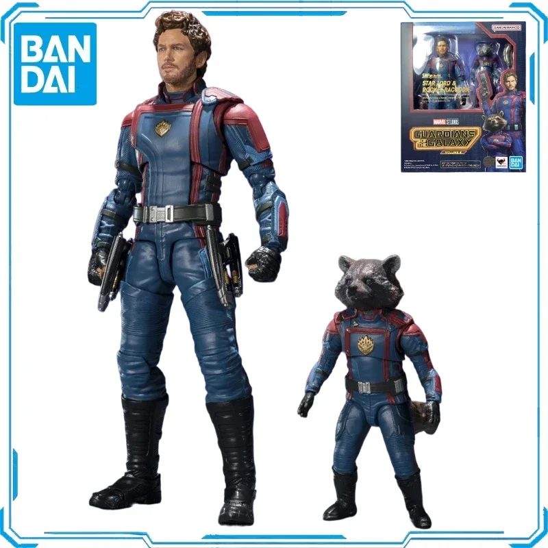 In Stock Original Bandai SHF Star Lord Rocket Raccoon Action Figures Animation Toys Gifts Model Collector Anime Hobby