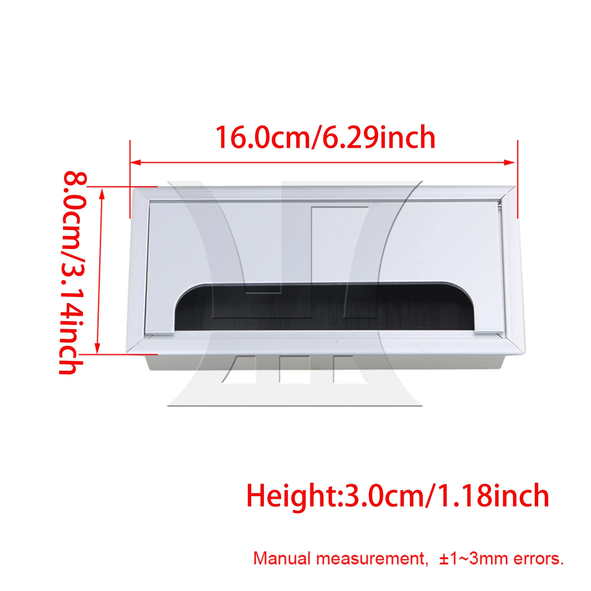 BQLZR 4 Pcs Desk Cabinet Wire Grommet Rectangle Hole Tidy Covers Outlet Port