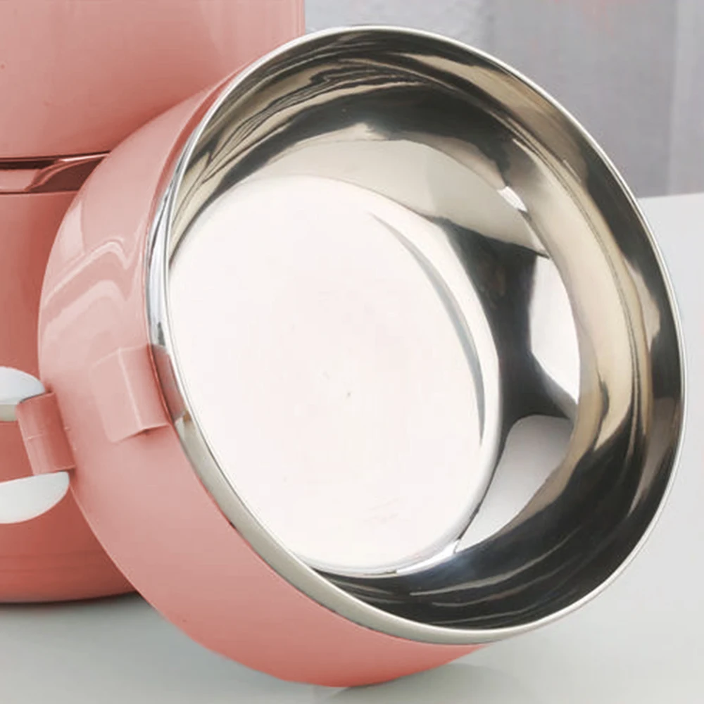 صندوق غداء من الفولاذ المقاوم للصدأ، صندوق غداء معزول على شكل دلو، صندوق بينتو قابل للتكديس، سهل التنظيف، يستخدم للمكتب والتخييم #6