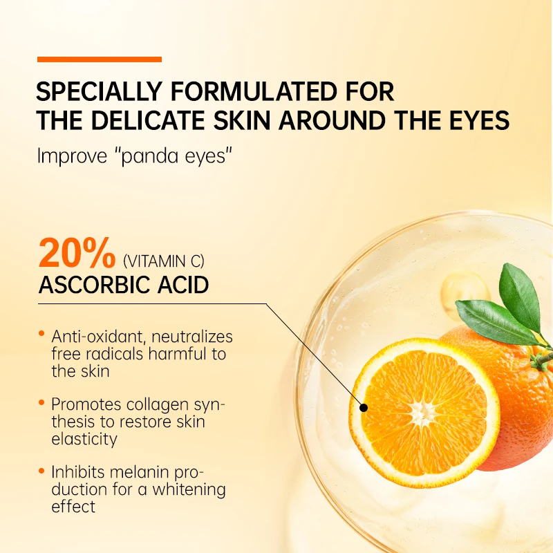 JoyPretty Vitamin C Eye Cream Anti Dark Circles Eye Bag Firmness Moisturizing Whitening Massager Wrinkle Eye Serum Beauty Health image 5