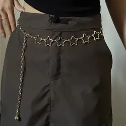 Punk Style Metal Waist Belts Retro Decorative Hollow Out Stars Dress Waist Chain Clothing Accessories Chain Belt