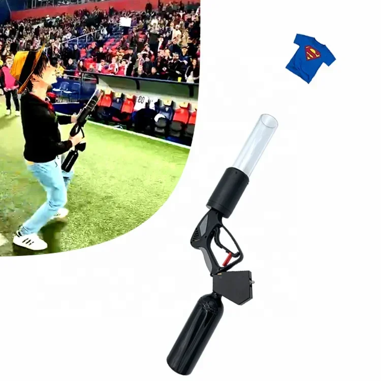 Safetry and Durability Nitrogen Air or CO2 T-shirt Gun Shock Visual Effect Stadium Tissue Gun Wireless Golf Ball Launcher