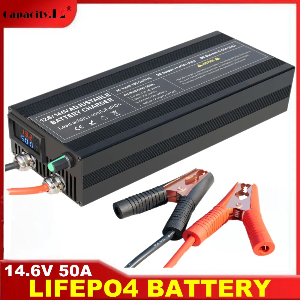 Capacity 12V Lifepo4 Battery Charger Fast Battery Charger 14.6V20a 30a 40A 50A 100V-240V large capacity charger Adapte