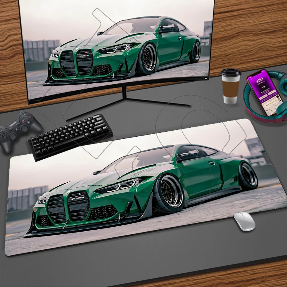 منصات ماوس الألعاب حصيرة ماوس السيارة الرياضية الرائعة وسادات مكتب كبيرة غير قابلة للانزلاق لوحة المفاتيح المطاطية لوحة المفاتيح حافة مخيطة #2