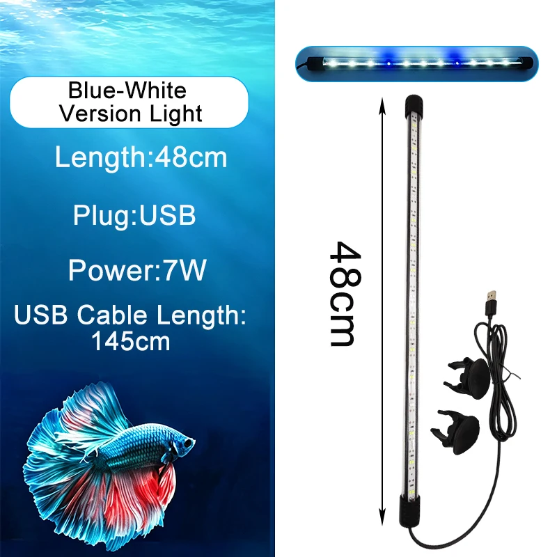 USB-Vollspektrum-Aquarium-LED-Streifenleuchte 18-58cm Wasserdichte Unterwasser-Aquariumlampe für Unterwasserpflanzenwachstum – Detail 10