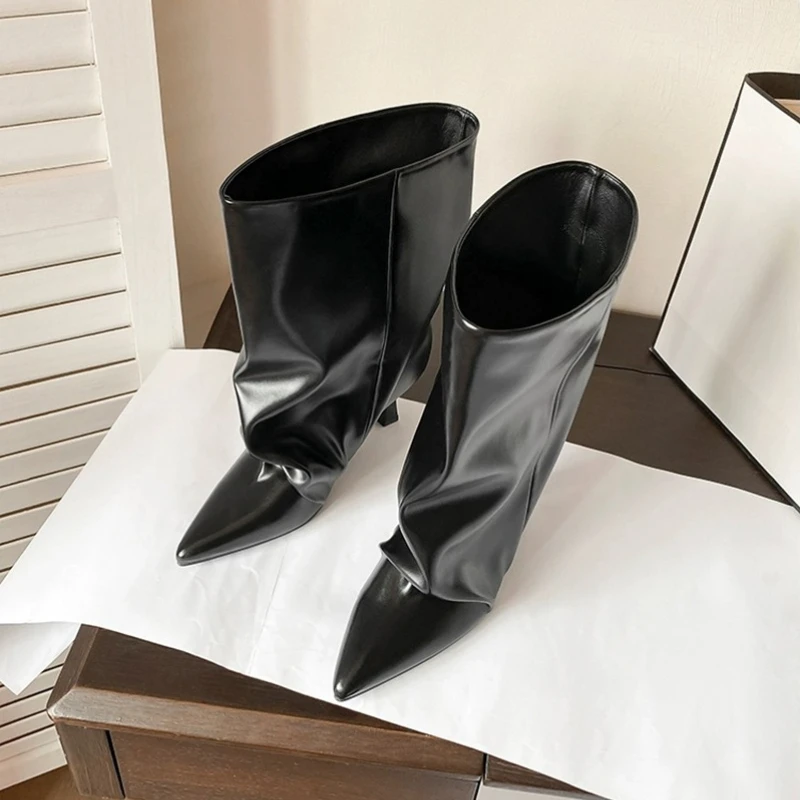 Autumn Winter Pointed Toe Women Thin Heel Ankle Boots Street Style Slip On Party Short Botas Mujer