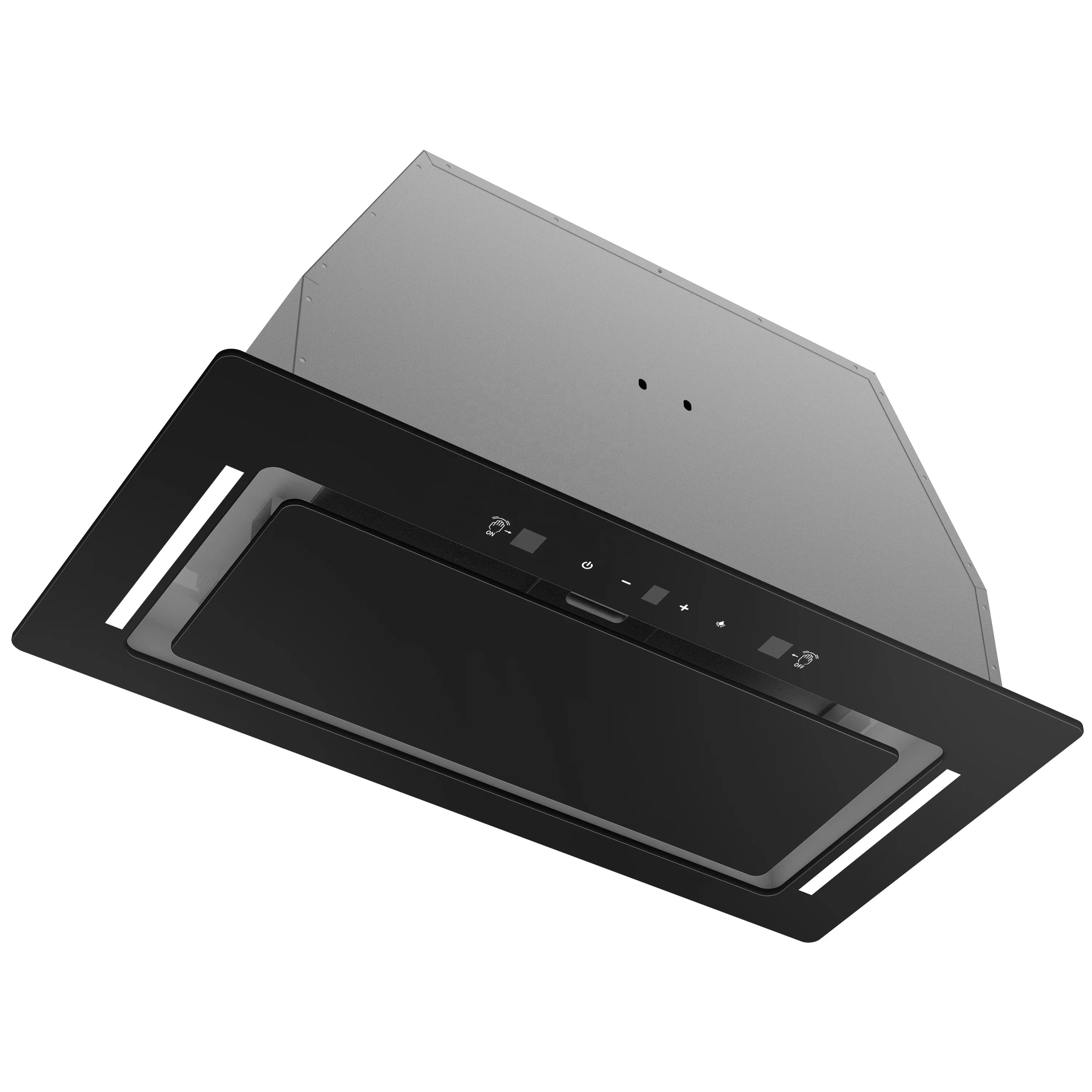 

Кухонная вытяжка 700 мм на заказ, потолочный дымоход, черная стеклянная плита, светодиодная подсветка, вытяжка автомобиля