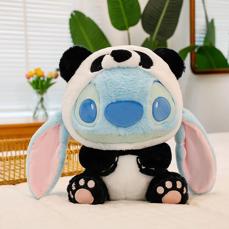 MINISO 60 سم تحويل جديد عبر الحدود: لعبة Stitch Angel القطيفة، دمية مهدئة للأطفال تحول إلى الباندا