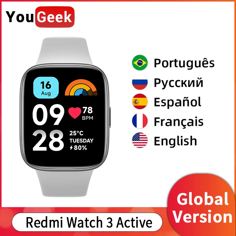 New Xiaomi Redmi Watch 3 Active Global Version Smartwatch 1.83'' Display Blood Oxygen Bluetooth Phone Call 100+ Workout Modes